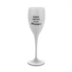 4x Sektgläser Weiß 17cl Kunststoff Unzerbrechlich Save Water Drink Champagne